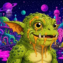 Oozlings #415, Toad Goblin · Neon City