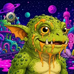 Oozlings #4152, Toad Goblin · Neon City
