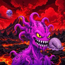 Oozlings #4154, Squid · Lava Fields