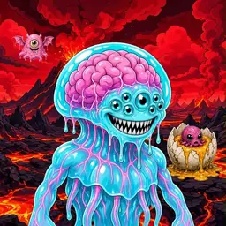 Oozlings #4160, Jellyfish Brain · Lava Fields
