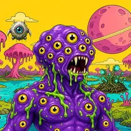Oozlings #4165, Eyeball Cluster · Turquoise Swamp