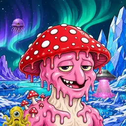 Oozlings #4168, Mushroom Head · Aurora Ice