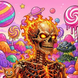 Oozlings #417, Fire Skull · Candy Planet