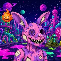 Oozlings #4174, Zombie Bunny · Neon City