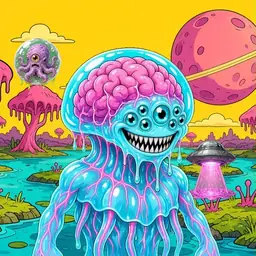 Oozlings #4176, Jellyfish Brain · Turquoise Swamp