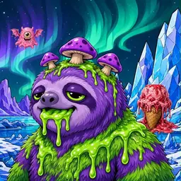 Oozlings #4177, Slime Sloth · Aurora Ice