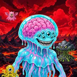 Oozlings #4178, Jellyfish Brain · Lava Fields