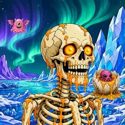 Oozlings #4186, Skull · Aurora Ice