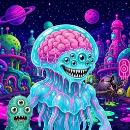 Oozlings #4192, Jellyfish Brain · Neon City