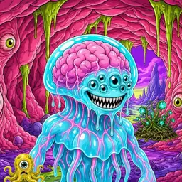 Oozlings #4194, Jellyfish Brain · Flesh Cave