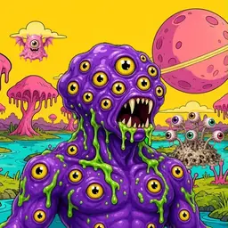 Oozlings #4198, Eyeball Cluster · Turquoise Swamp
