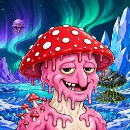 Oozlings #42, Mushroom Head · Aurora Ice