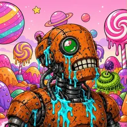 Oozlings #420, Rusty Robot · Candy Planet