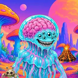 Oozlings #4201, Jellyfish Brain · Mushroom Desert