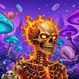 Oozlings #4211, Fire Skull · Fungus Forest