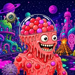 Oozlings #4226, Mutated Gumball Brain · Neon City