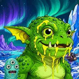 Oozlings #4228, Mutated Toad Goblin · Aurora Ice