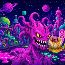 Oozlings #4239, Squid · Neon City
