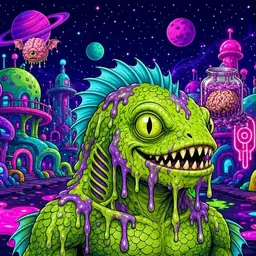 Oozlings #4250, Swamp Fish · Neon City