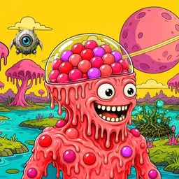 Oozlings #4253, Mutated Gumball Brain · Turquoise Swamp