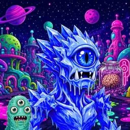 Oozlings #4257, Mutated Ice Cyclops · Neon City