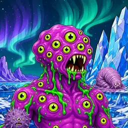 Oozlings #4259, Mutated Eyeball Cluster · Aurora Ice