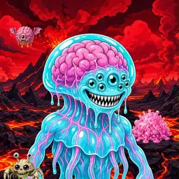 Oozlings #427, Jellyfish Brain · Lava Fields