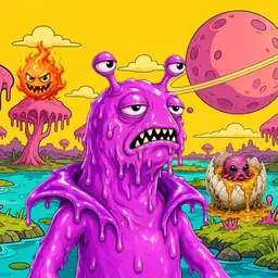 Oozlings #4271, Mutated Slug · Turquoise Swamp