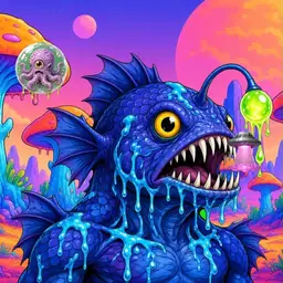 Oozlings #4282, Anglerfish · Mushroom Desert