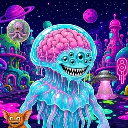 Oozlings #4285, Jellyfish Brain · Neon City