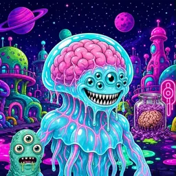 Oozlings #4288, Jellyfish Brain · Neon City