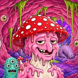 Oozlings #4290, Mushroom Head · Flesh Cave