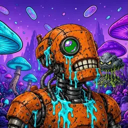 Oozlings #43, Rusty Robot · Fungus Forest