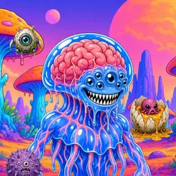 Oozlings #4300, Mutated Jellyfish Brain · Mushroom Desert