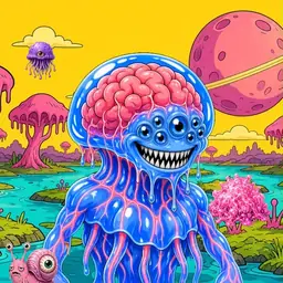 Oozlings #4302, Mutated Jellyfish Brain · Turquoise Swamp