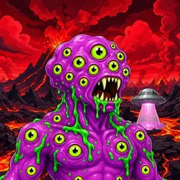 Oozlings #4307, Mutated Eyeball Cluster · Lava Fields