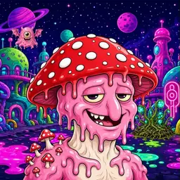 Oozlings #4309, Mushroom Head · Neon City