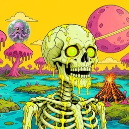Oozlings #4317, Mutated Skull · Turquoise Swamp