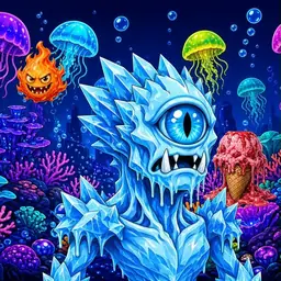 Oozlings #434, Ice Cyclops · Glow Reef