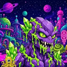 Oozlings #4340, Crystal Rock · Neon City