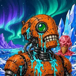 Oozlings #4347, Rusty Robot · Aurora Ice