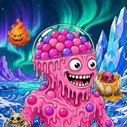 Oozlings #4356, Gumball Brain · Aurora Ice