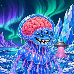 Oozlings #4370, Mutated Jellyfish Brain · Aurora Ice