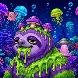 Oozlings #4372, Slime Sloth · Glow Reef