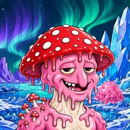 Oozlings #4388, Mushroom Head · Aurora Ice