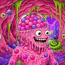 Oozlings #44, Gumball Brain · Flesh Cave
