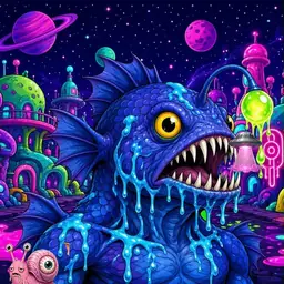 Oozlings #4401, Anglerfish · Neon City