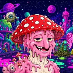 Oozlings #4403, Mushroom Head · Neon City