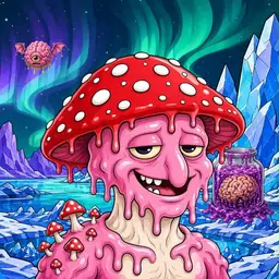 Oozlings #4406, Mushroom Head · Aurora Ice