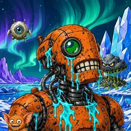 Oozlings #4408, Rusty Robot · Aurora Ice
